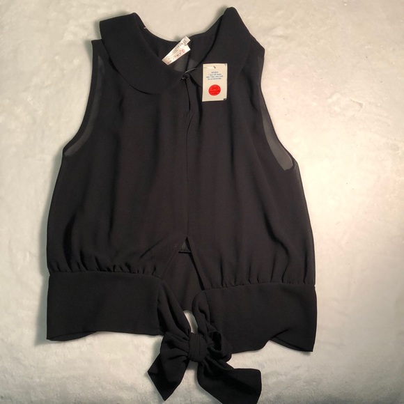 NEW!!!! Sheer Collared Dress Top Black - Picture 2 of 4